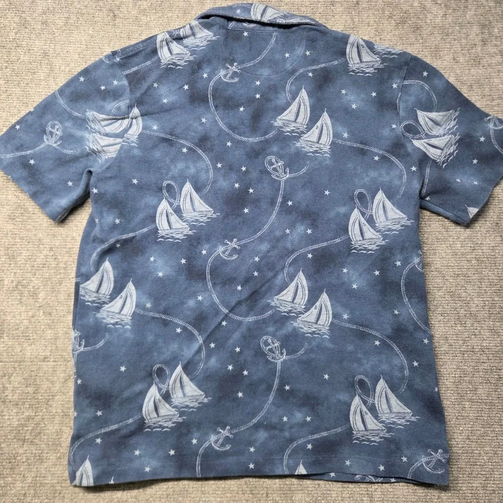 Polo Ralph Lauren Mens Blue Nautical Sailboat Anchor Print Polo Shirt Medium